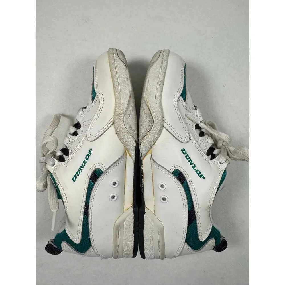 Dunlop Vintage 90s Women's Tennis Court Sneakers WB4000 White Leather Green 6.5